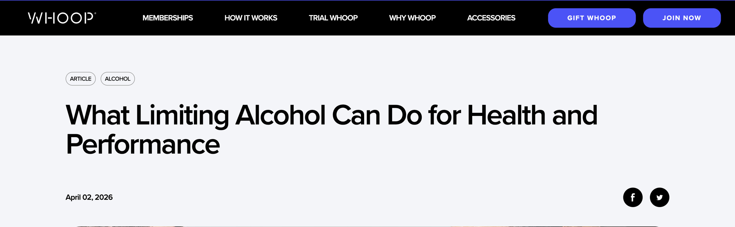 WHOOP article: What Limiting Alcohol Can Do for Health and Performance
